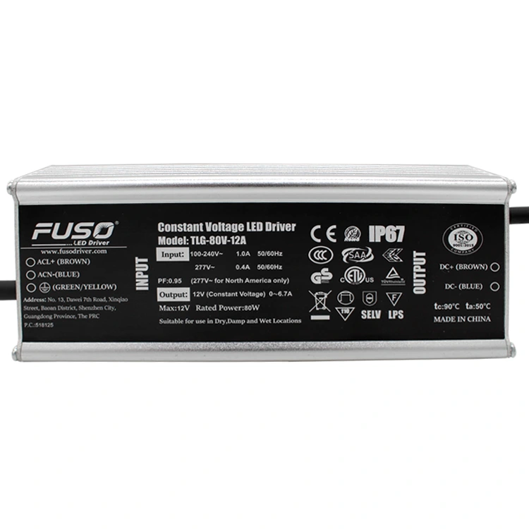 Yüksək PF 12v 80w Sabit Gərginlikli Led Sürücü